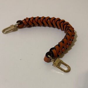 Braided Leather Bag Strap in Brown